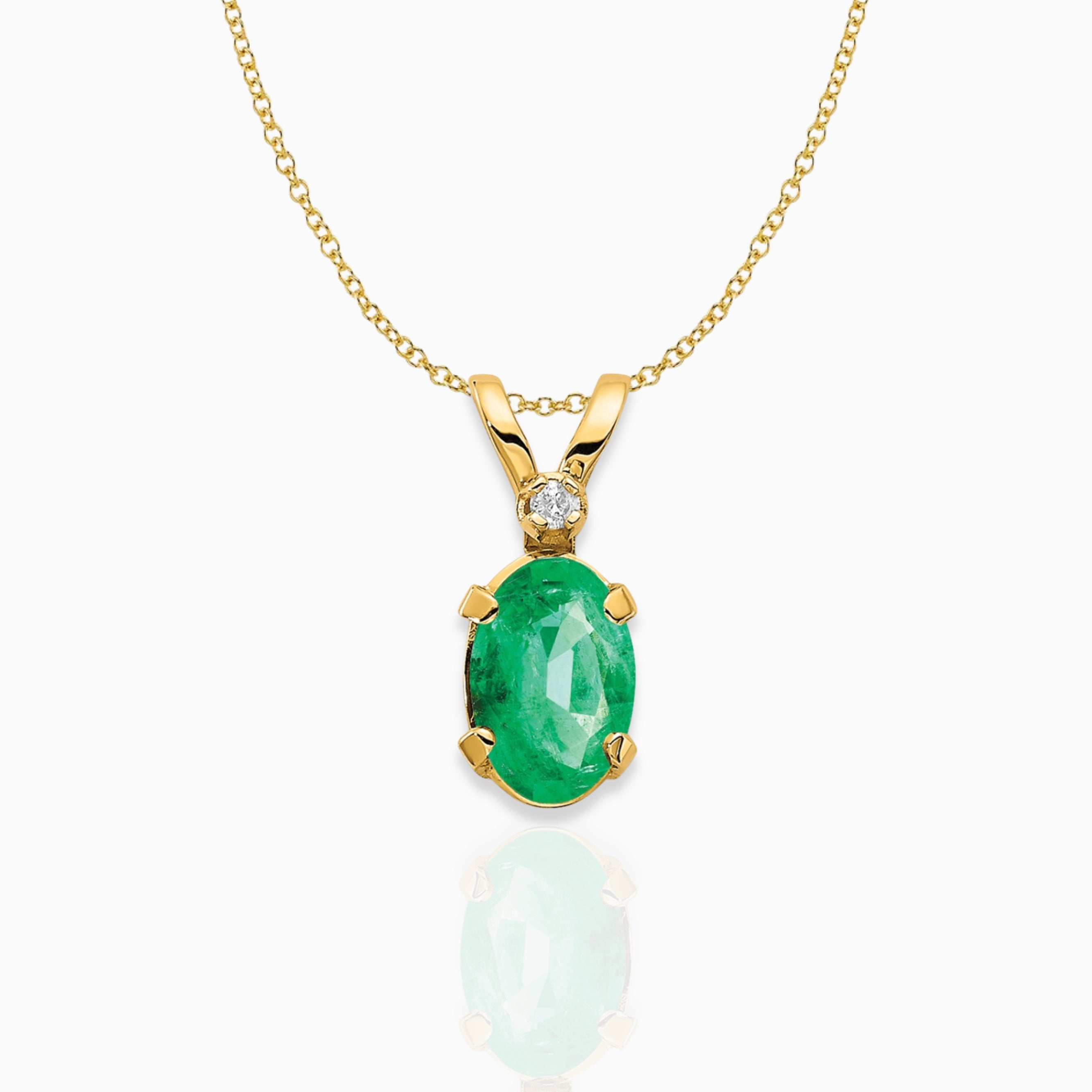 Oval Emerald Solitaire Pendant Necklace 14k Yellow Gold Birthstone Karat Designs