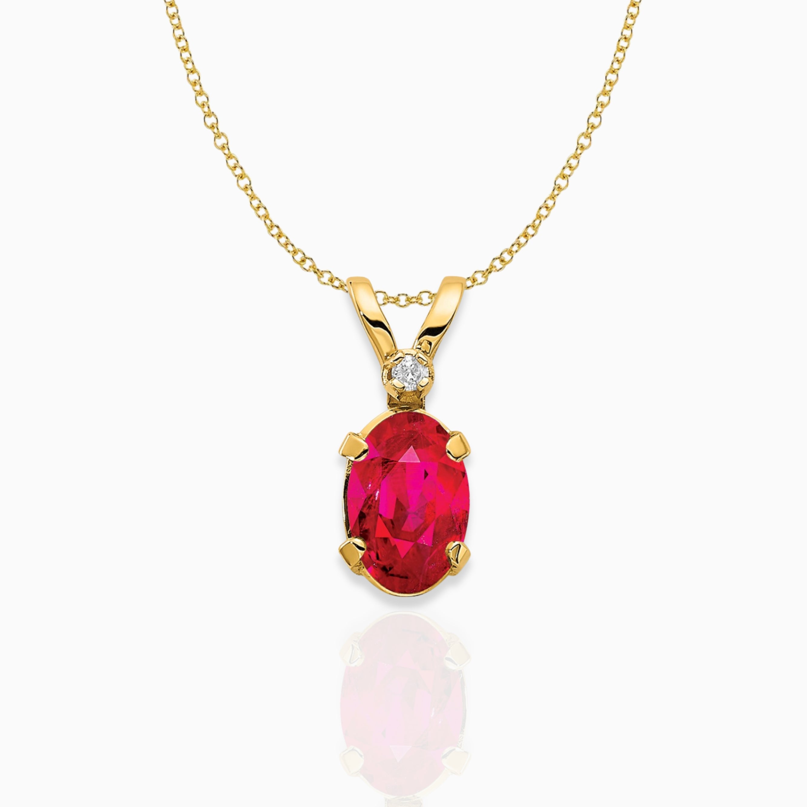 Oval Ruby Solitaire Pendant Necklace 14k Yellow Gold Birthstone Karat Designs