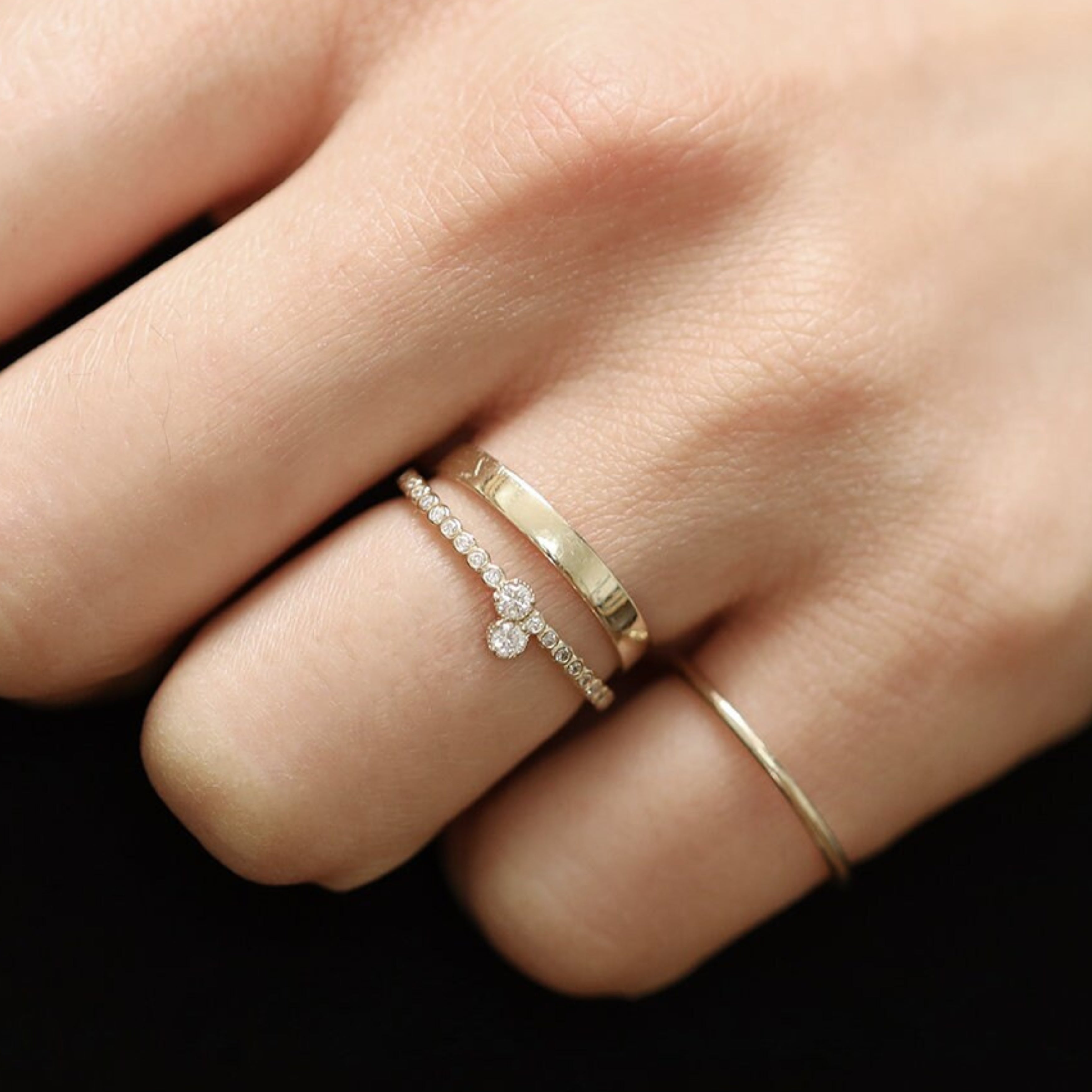 14K Gold Flat Edge Lightweight Wedding Ring Solid Gold Bands