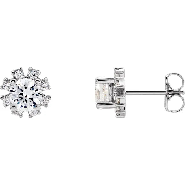 Round Diamond Stud Earrings 14k White Gold Lab-Grown Diamond Karat Designs