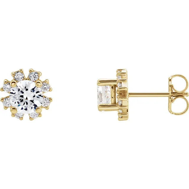 Round Diamond Stud Earrings 14k Yellow Gold Lab-Grown Diamond Karat Designs