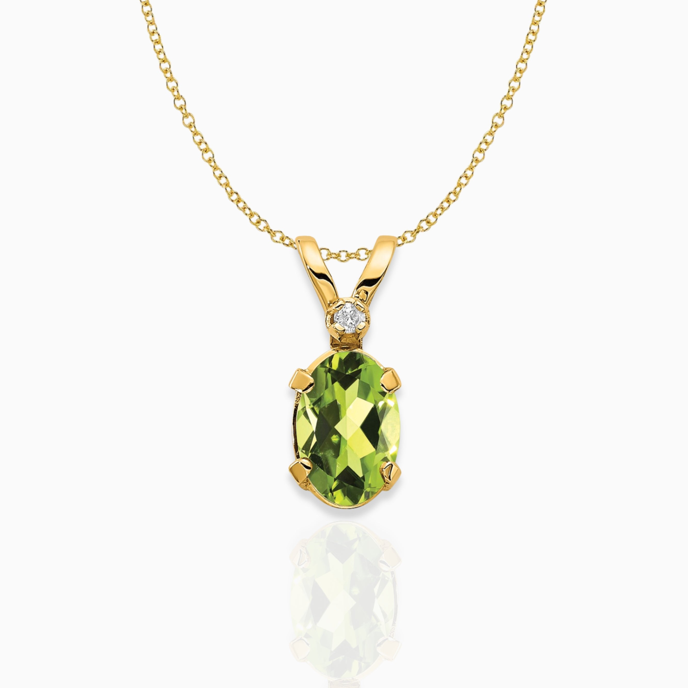 Oval Peridot Solitaire Pendant Necklace 14k Yellow Gold Birthstone Karat Designs
