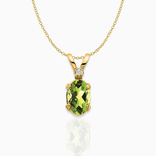 Oval Peridot Solitaire Pendant Necklace 14k Yellow Gold Birthstone Karat Designs