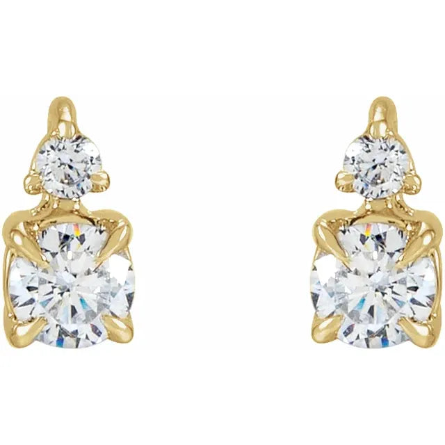 Two Stone Diamond Stud Earrings Lab-Grown Diamond Karat Designs