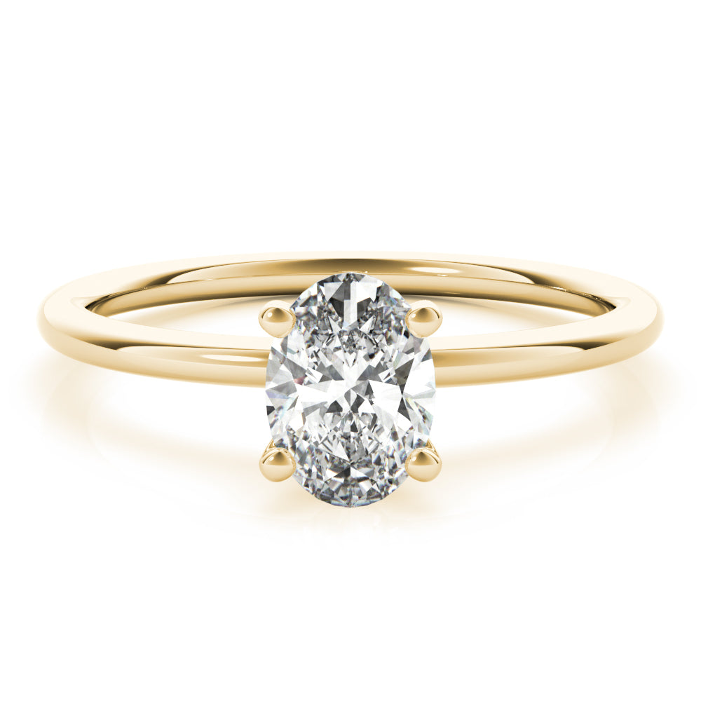 Oval Solitaire Engagement Ring 14k Yellow Gold Lab-Grown Diamond Karat Designs
