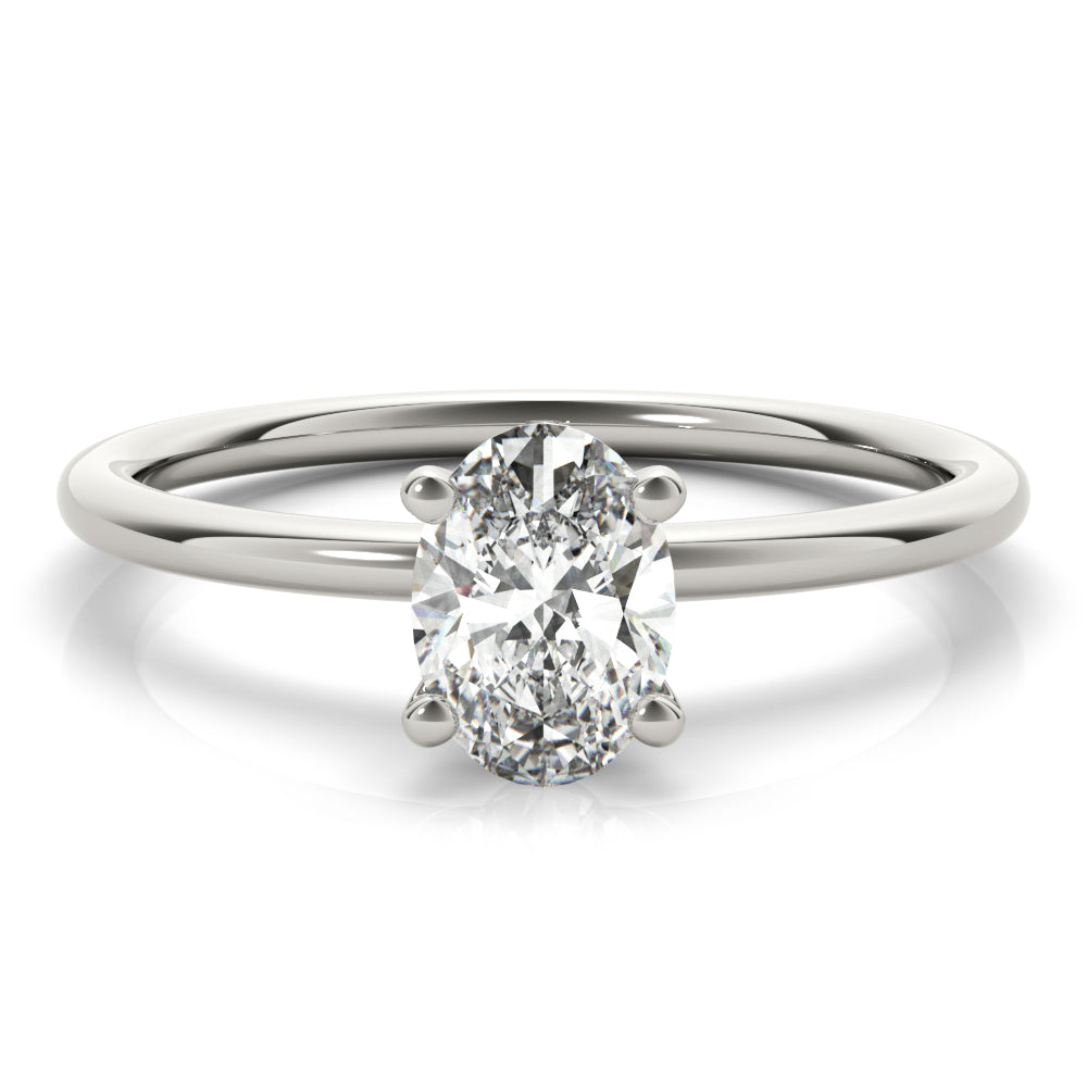 Oval Solitaire Engagement Ring 14k White Gold Lab-Grown Diamond Karat Designs