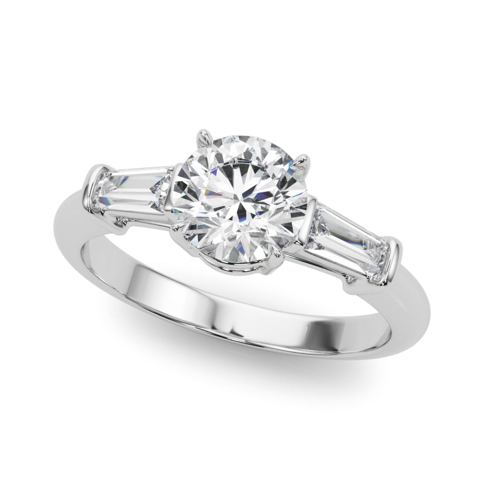 Tapered Baguette Three Stone Lab Diamond Wedding Ring Lab-Grown Diamond Karat Designs
