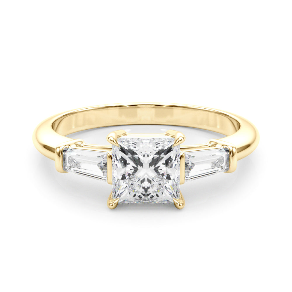 Three Stone Diamond Engagement Ring 14k Yellow Gold Lab-Grown Diamond Karat Designs