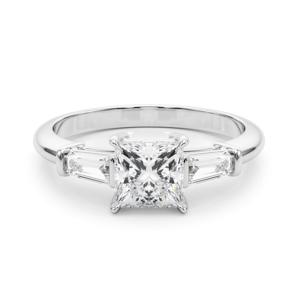 Three Stone Diamond Engagement Ring 14k White Gold Lab-Grown Diamond Karat Designs
