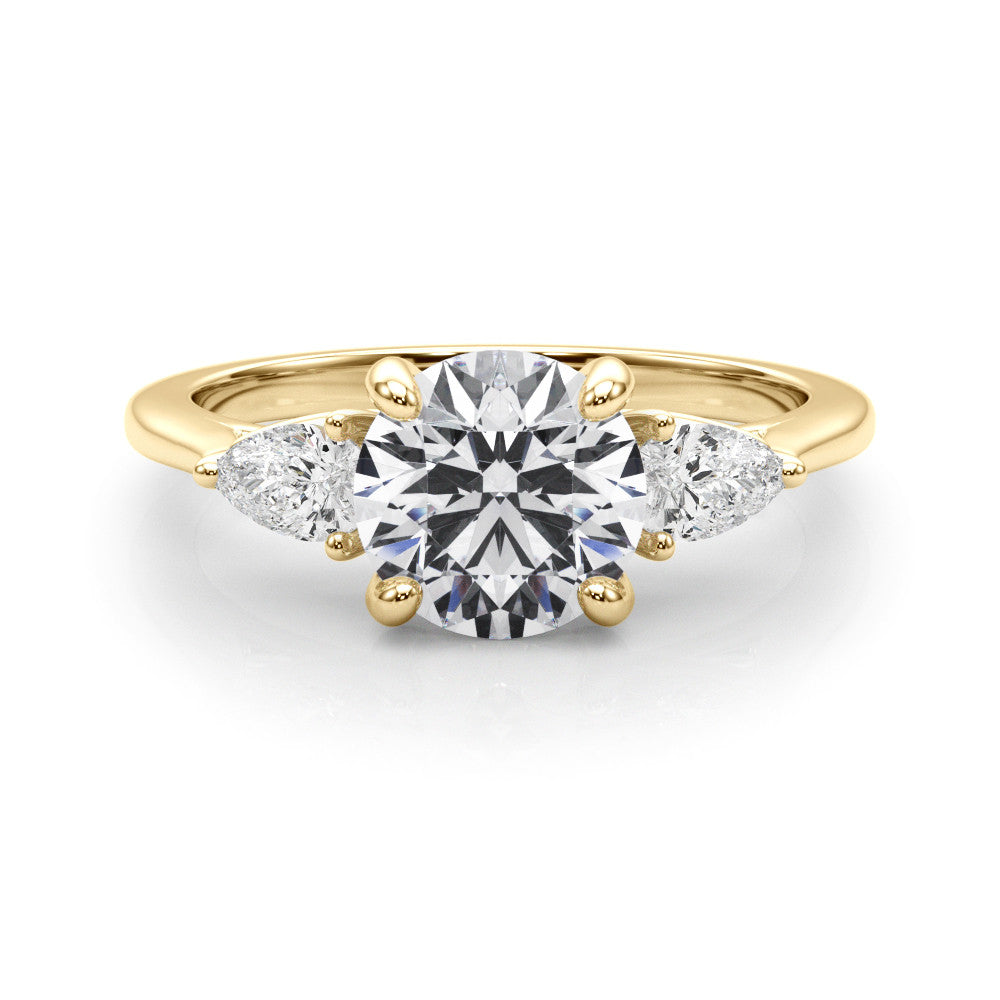 Three Stone Diamond Engagement Ring 14k Yellow Gold Lab-Grown Diamond Karat Designs