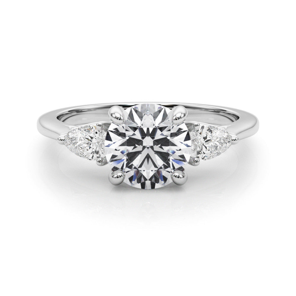 Three Stone Diamond Engagement Ring 14k White Gold Lab-Grown Diamond Karat Designs
