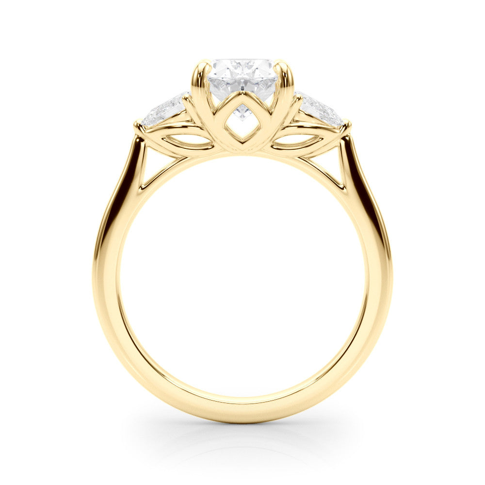 Three Stone Oval & Pear Diamond Engagement Ring Lab-Grown Diamond Karat Designs