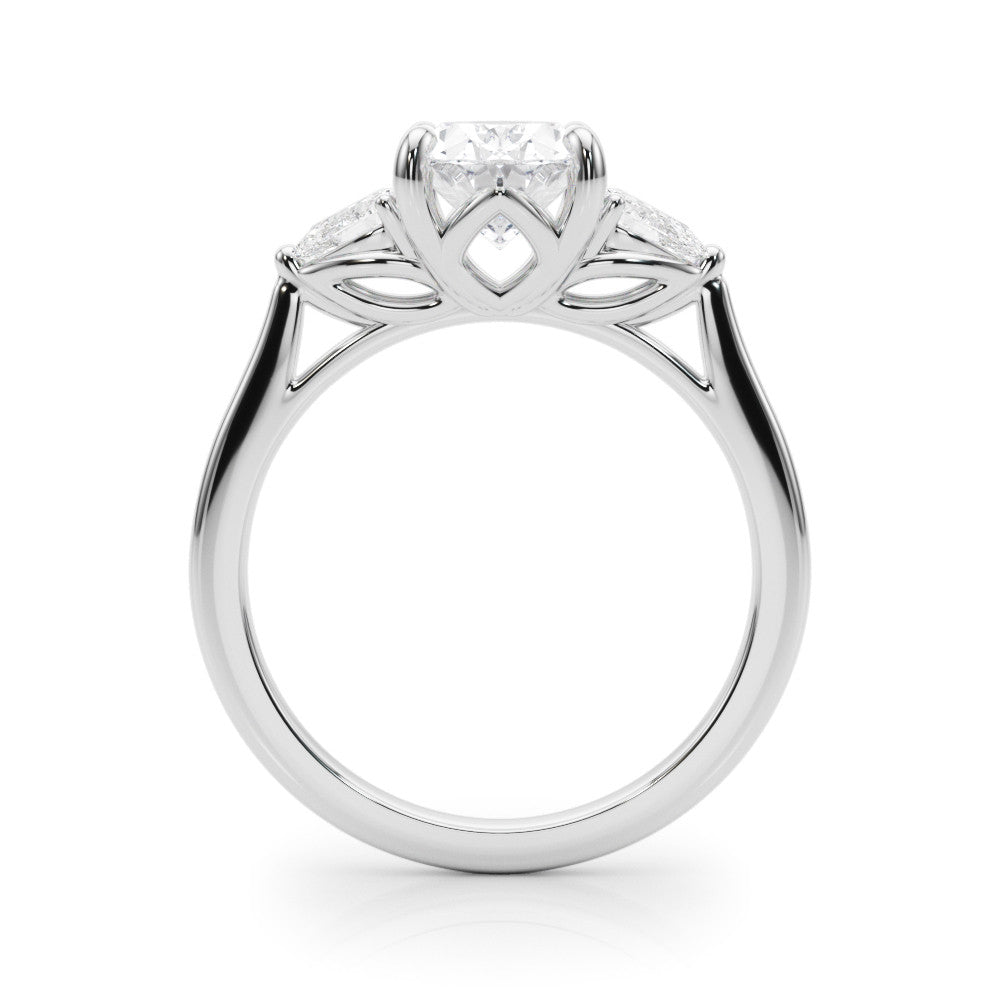 Three Stone Oval & Pear Diamond Engagement Ring Lab-Grown Diamond Karat Designs