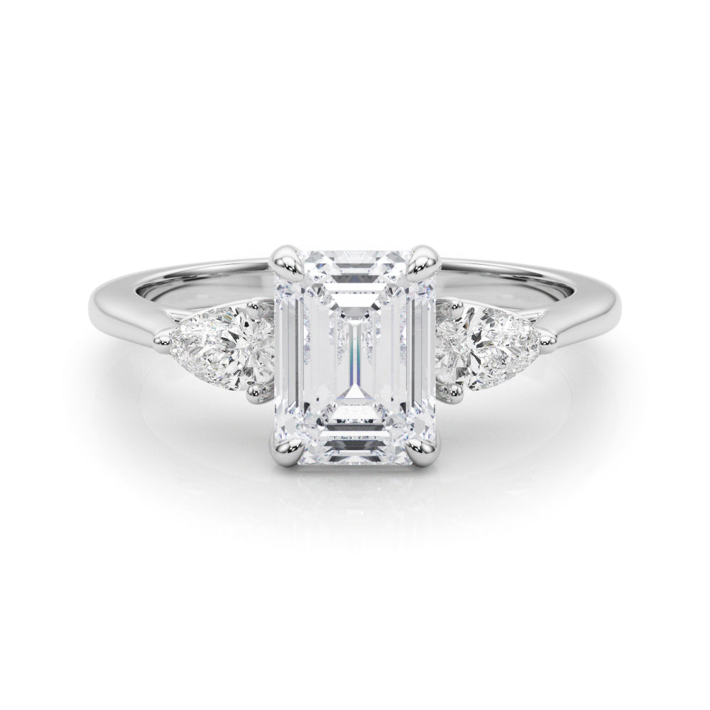 Three Stone Lab-Grown Diamond Engagement Ring 14k White Gold Lab-Grown Diamond Karat Designs