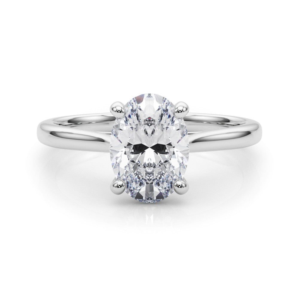 Oval Diamond Solitaire Engagement Ring 14k White Gold 1.00ct | 8x6mm Lab-Grown Diamond