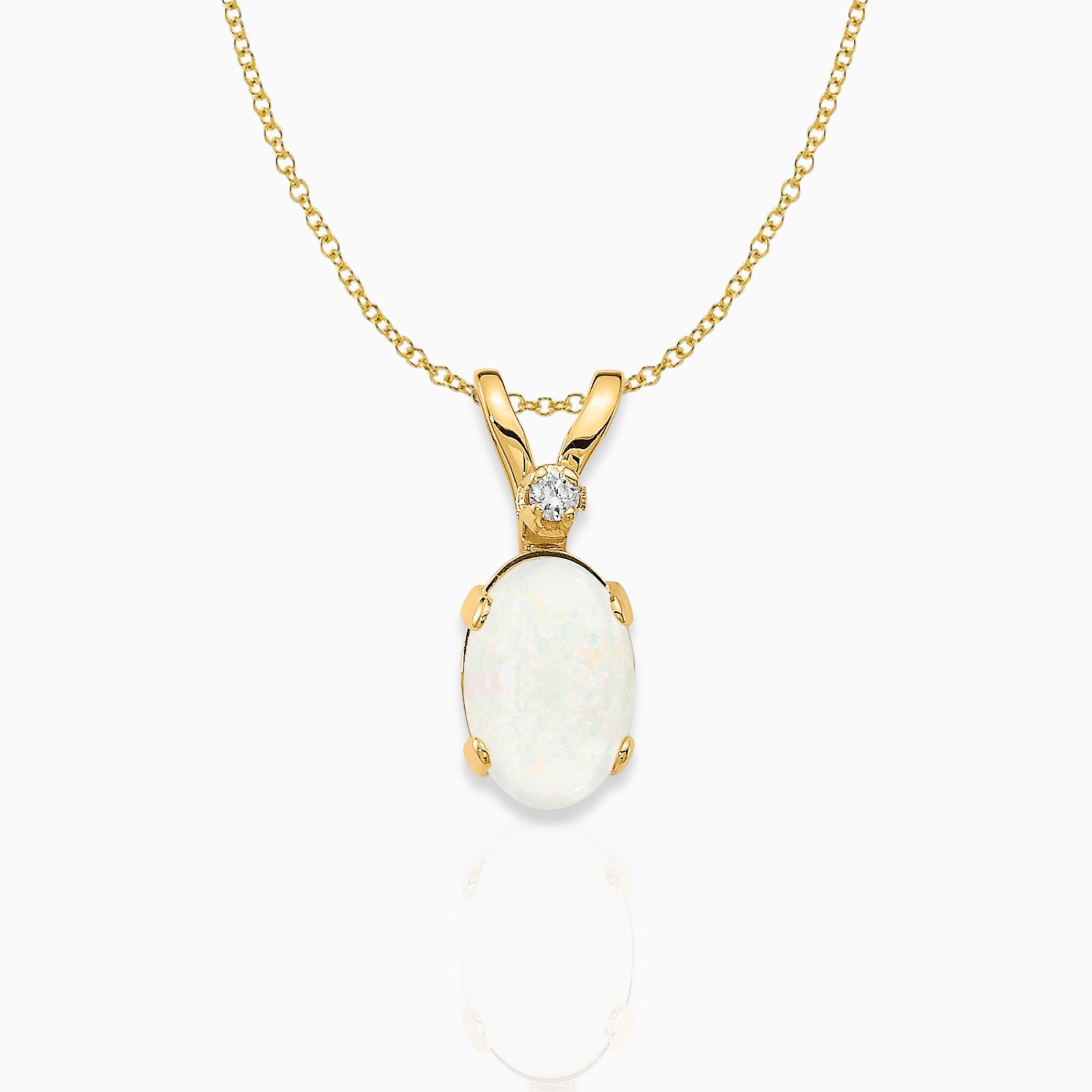 Opal Solitaire Pendant Necklace 14k Yellow Gold Birthstone Karat Designs