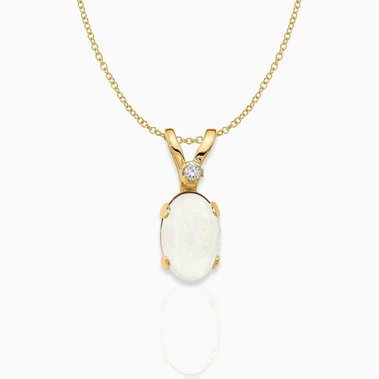 Opal Solitaire Pendant Necklace 14k Yellow Gold Birthstone Karat Designs