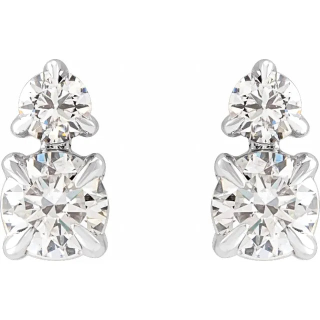 Two Stone Diamond Stud Earrings Lab-Grown Diamond Karat Designs