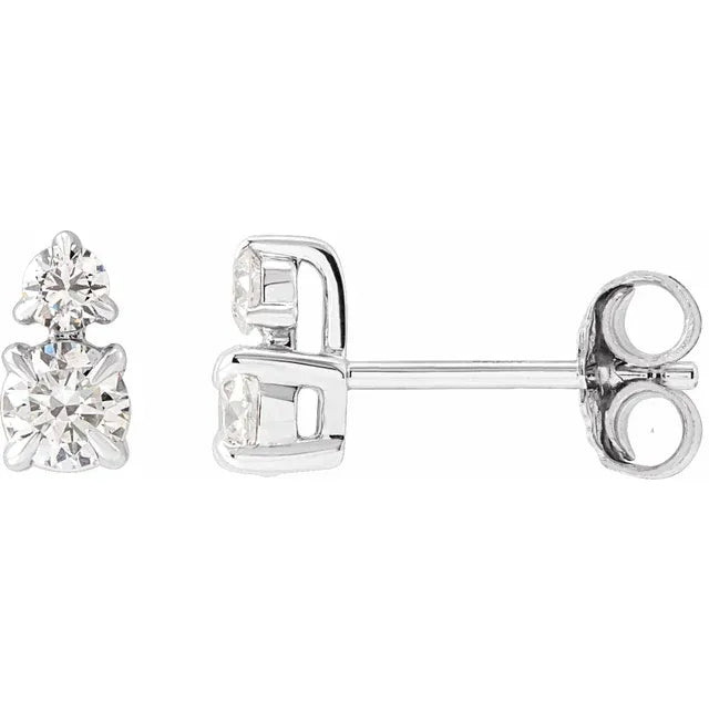 Two Stone Diamond Stud Earrings 14k White Gold 0.40ct Lab-Grown Diamond Karat Designs