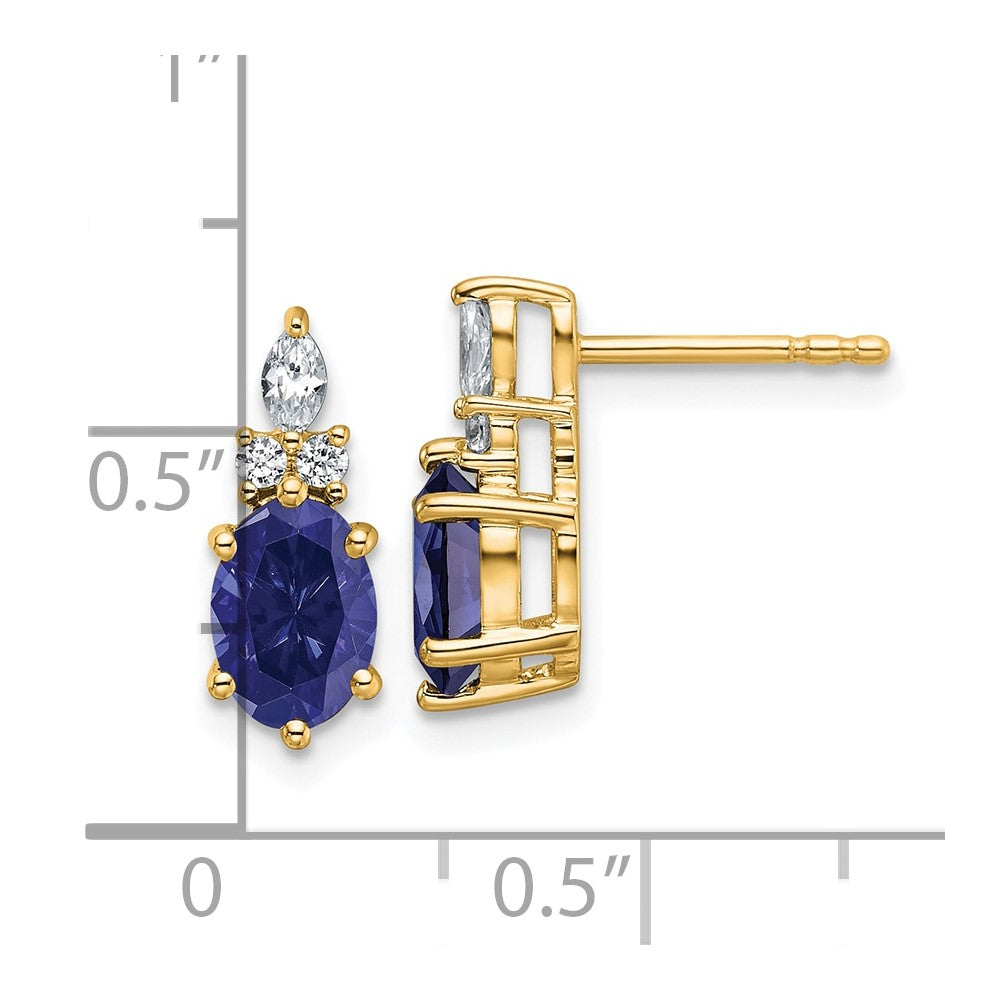 Oval Lab-Created Sapphire & Diamond Cluster Stud Earrings Birthstone Karat Designs