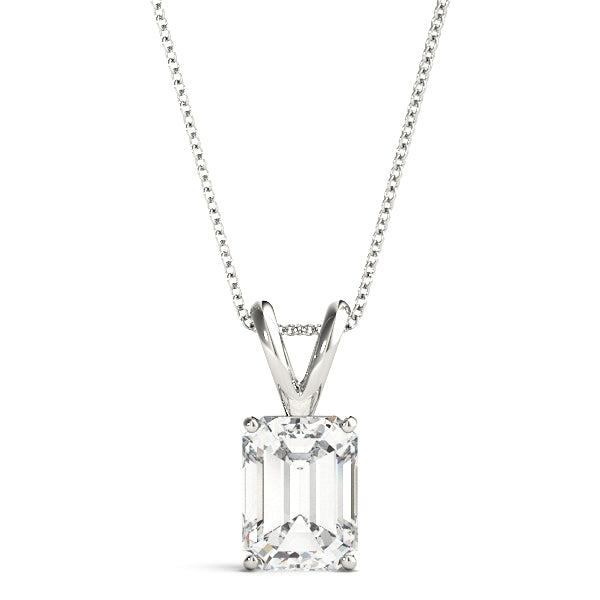 Emerald Cut Diamond Solitaire Pendant Necklace 14k White Gold 1.00ct Lab-Grown Diamond Karat Designs