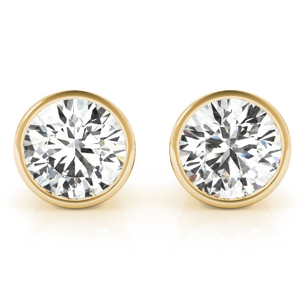 Bezel Set Diamond Earrings 14k Yellow Gold Lab-Grown Diamond Karat Designs
