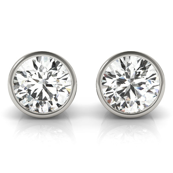 Bezel Set Diamond Earrings 14k White Gold Lab-Grown Diamond Karat Designs