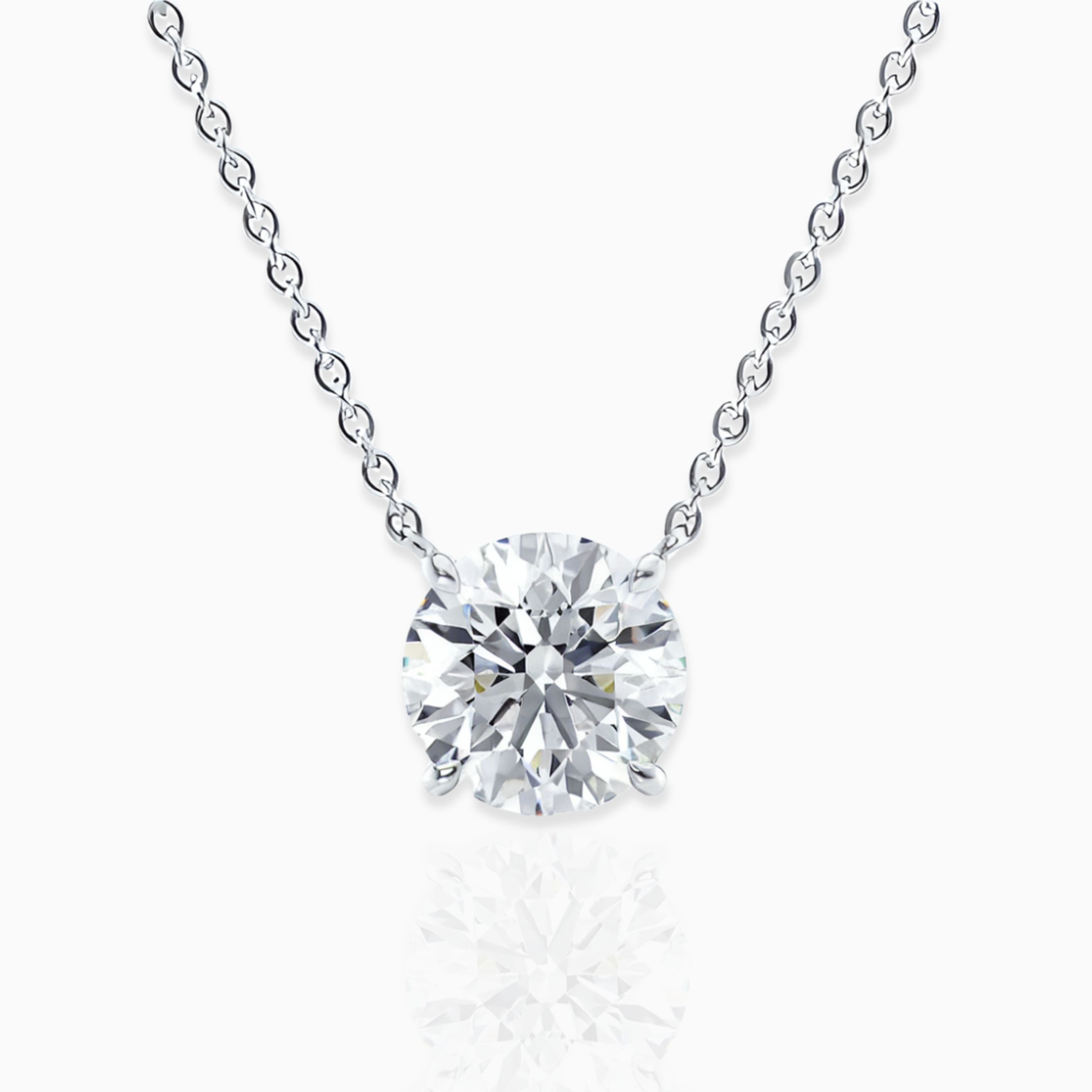Round Moissanite Diamond Solitaire Pendant Necklace - 0.50ct.tw - 2.0ct.tw Moissanite