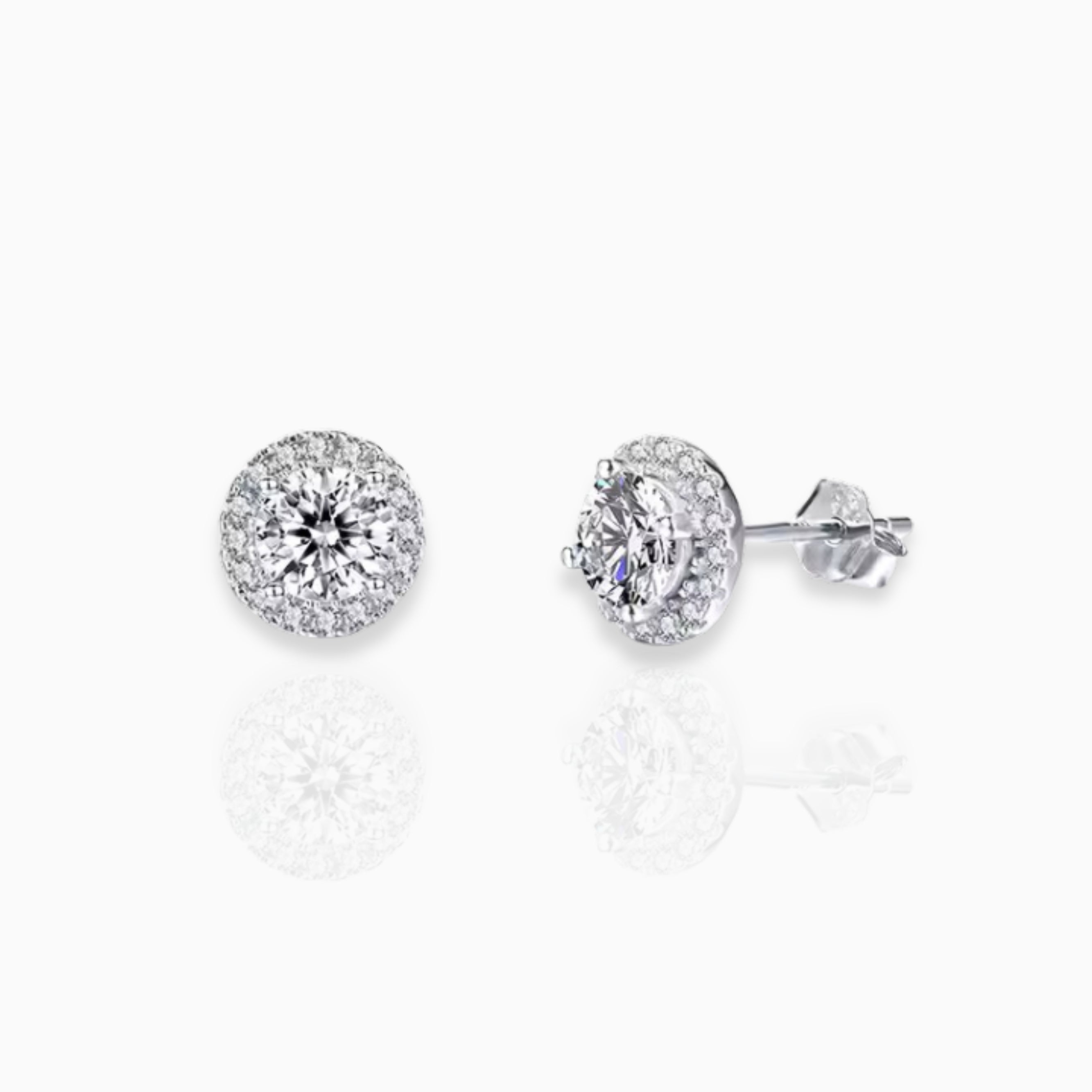 2.0ct.tw Round Moissanite Halo Stud Earrings Moissanite