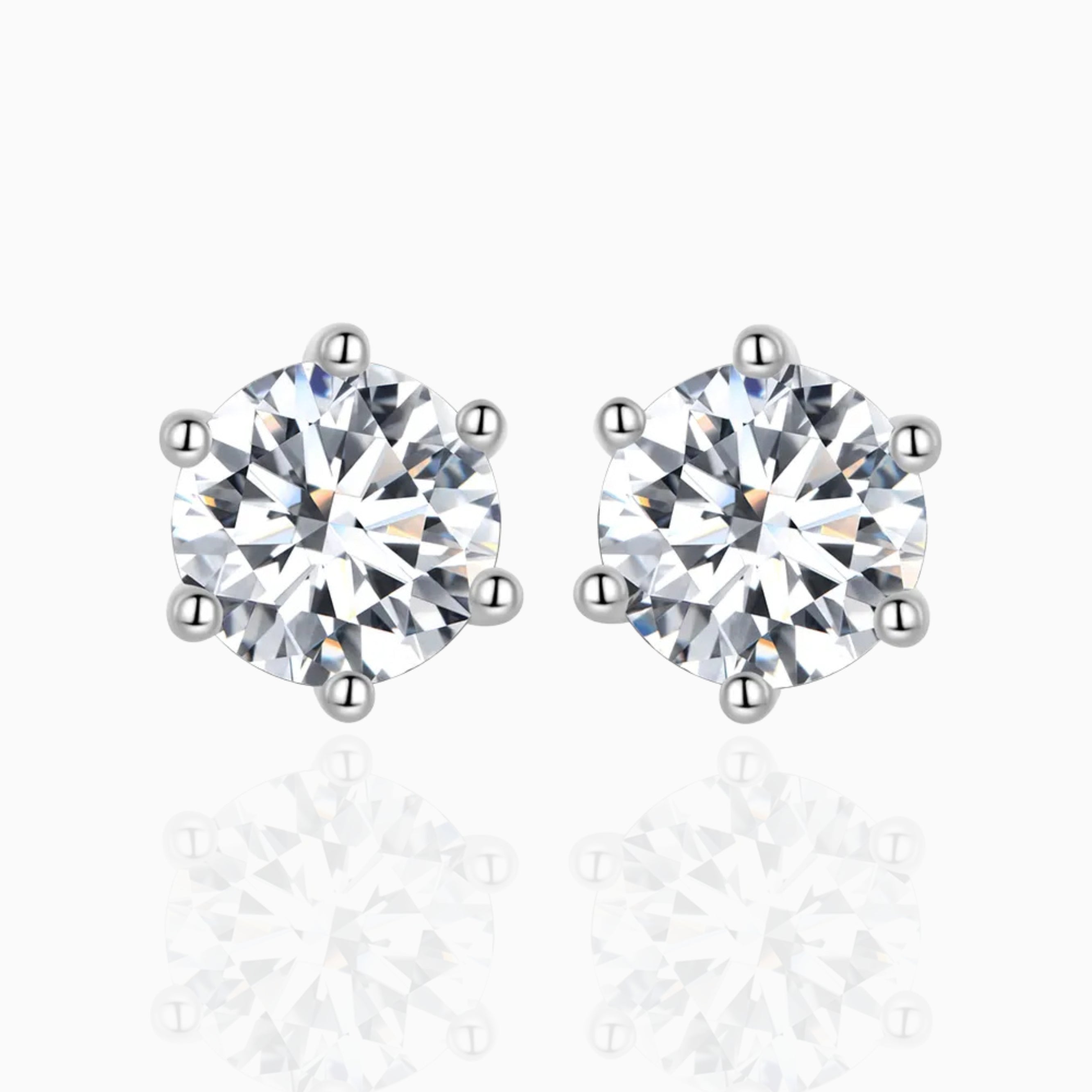 Moissanite Round Brilliant Six Prong Studs - 2.0ct.tw Moissanite