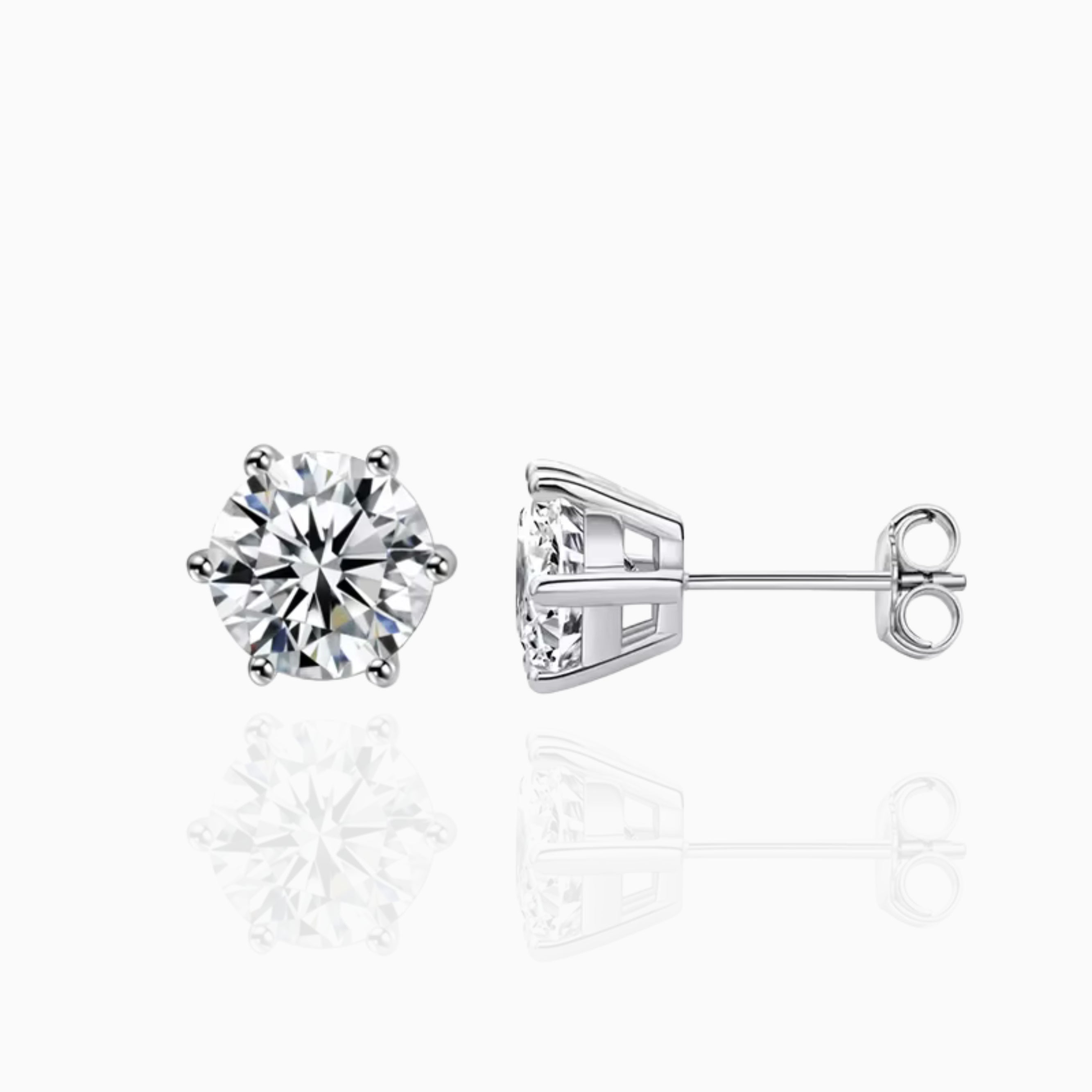 Moissanite Round Brilliant Six Prong Studs - 2.0ct.tw Moissanite