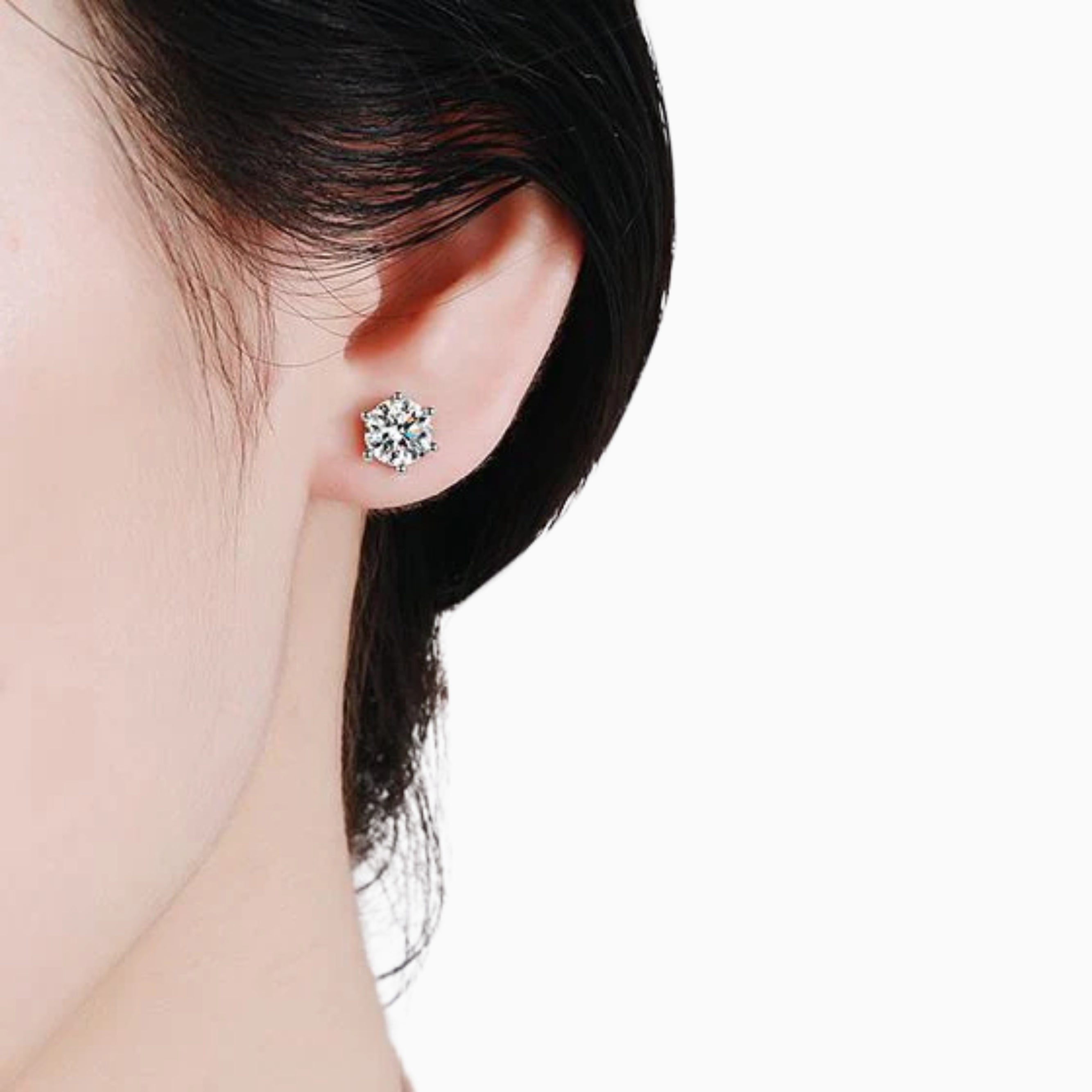 Moissanite Round Brilliant Six Prong Studs - 2.0ct.tw Moissanite