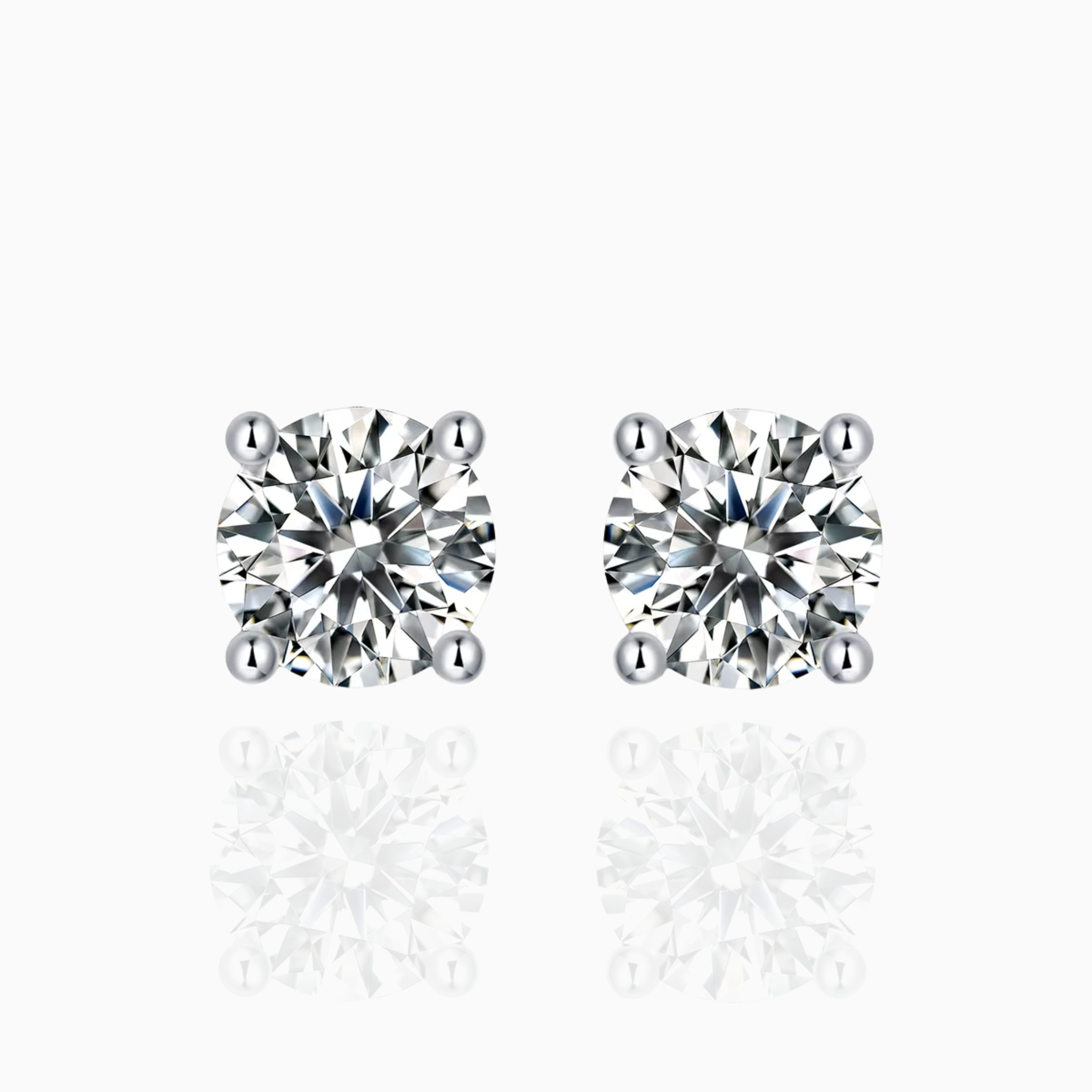 Classic Round Moissanite Four-Prong Basket Stud Earrings Moissanite