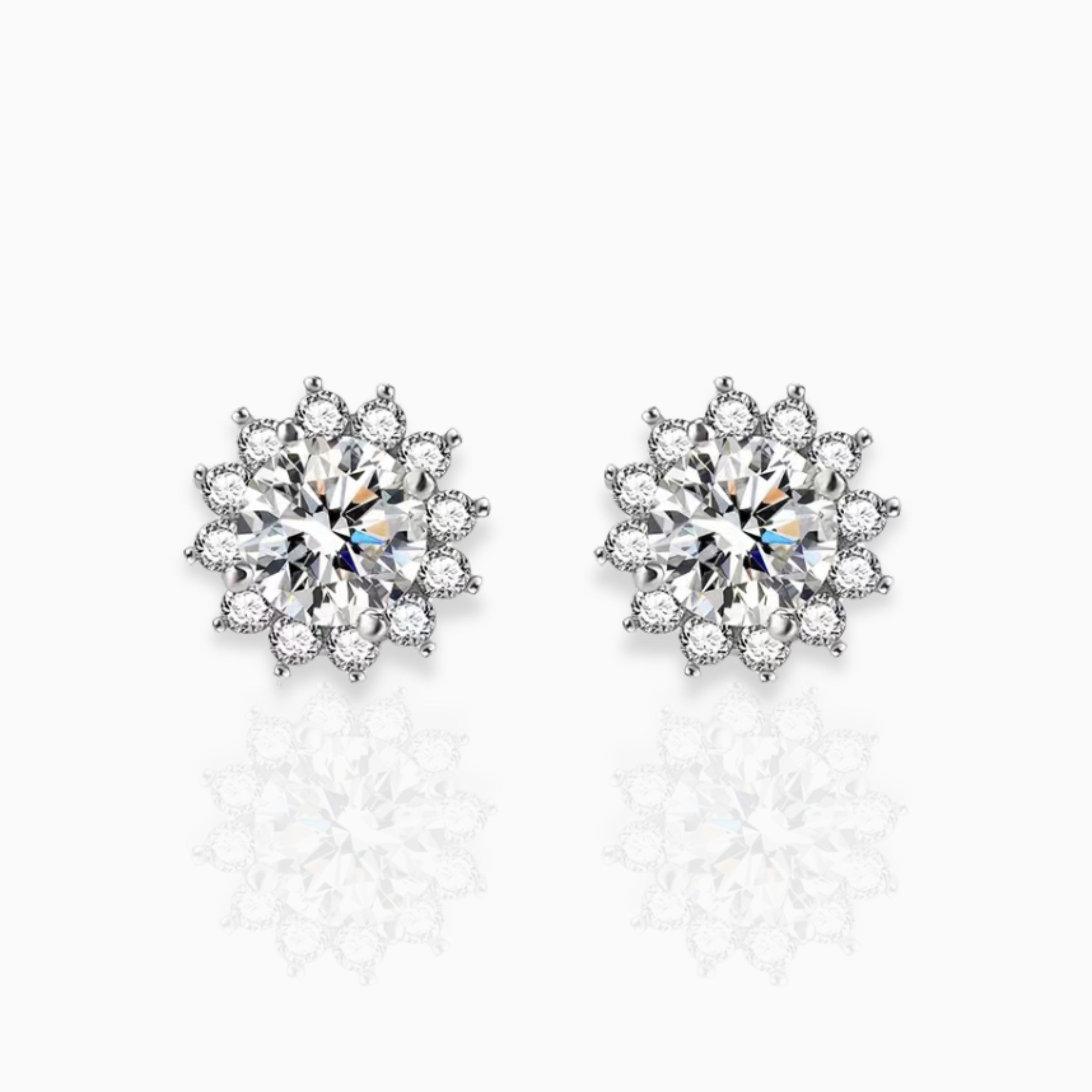 2.0ct.tw Moissanite Diamond Flower Stud Earrings For Women Moissanite