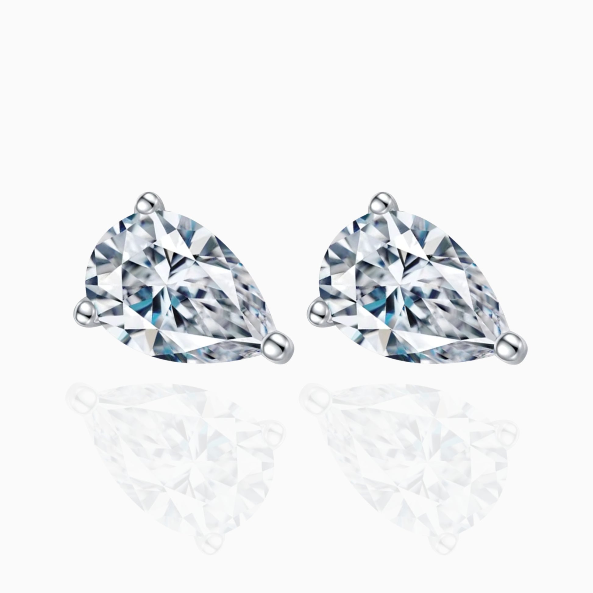 Pear Moissanite Sterling Silver Stud Earrings Moissanite Karat Designs