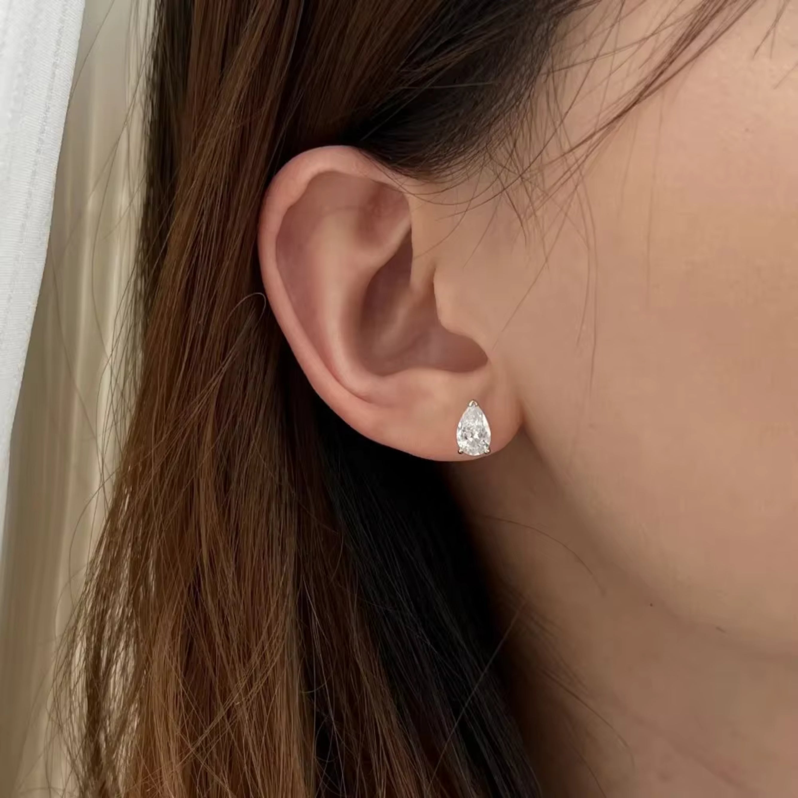 Moissanite Pear Cut Stud Earrings Moissanite