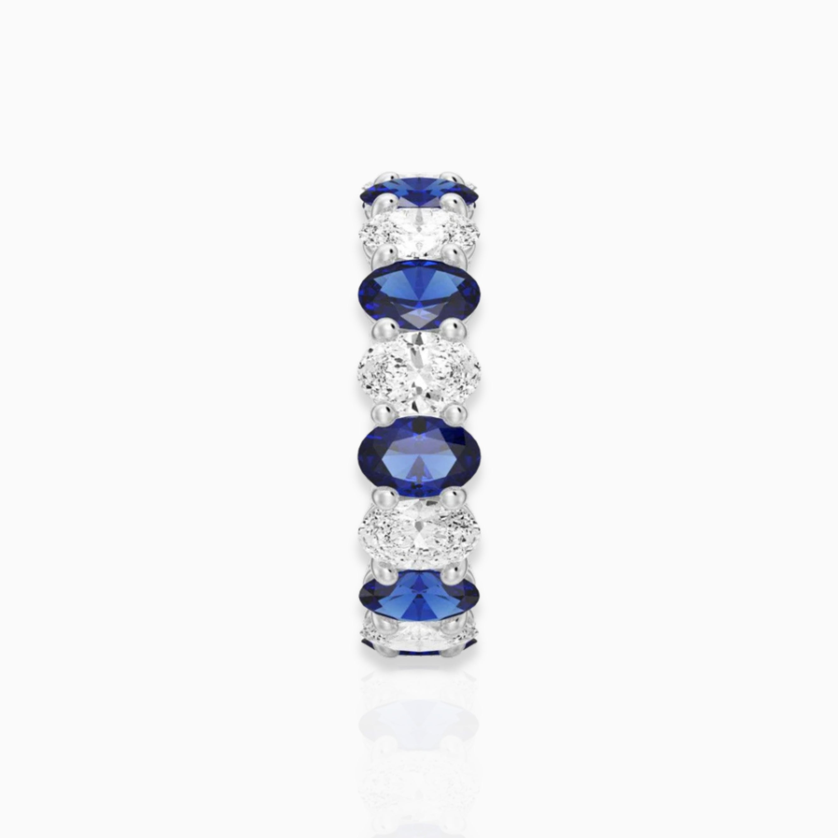6.6 CT Lab Grown Oval Blue Sapphire Moissanite & CZ Eternity Band Moissanite