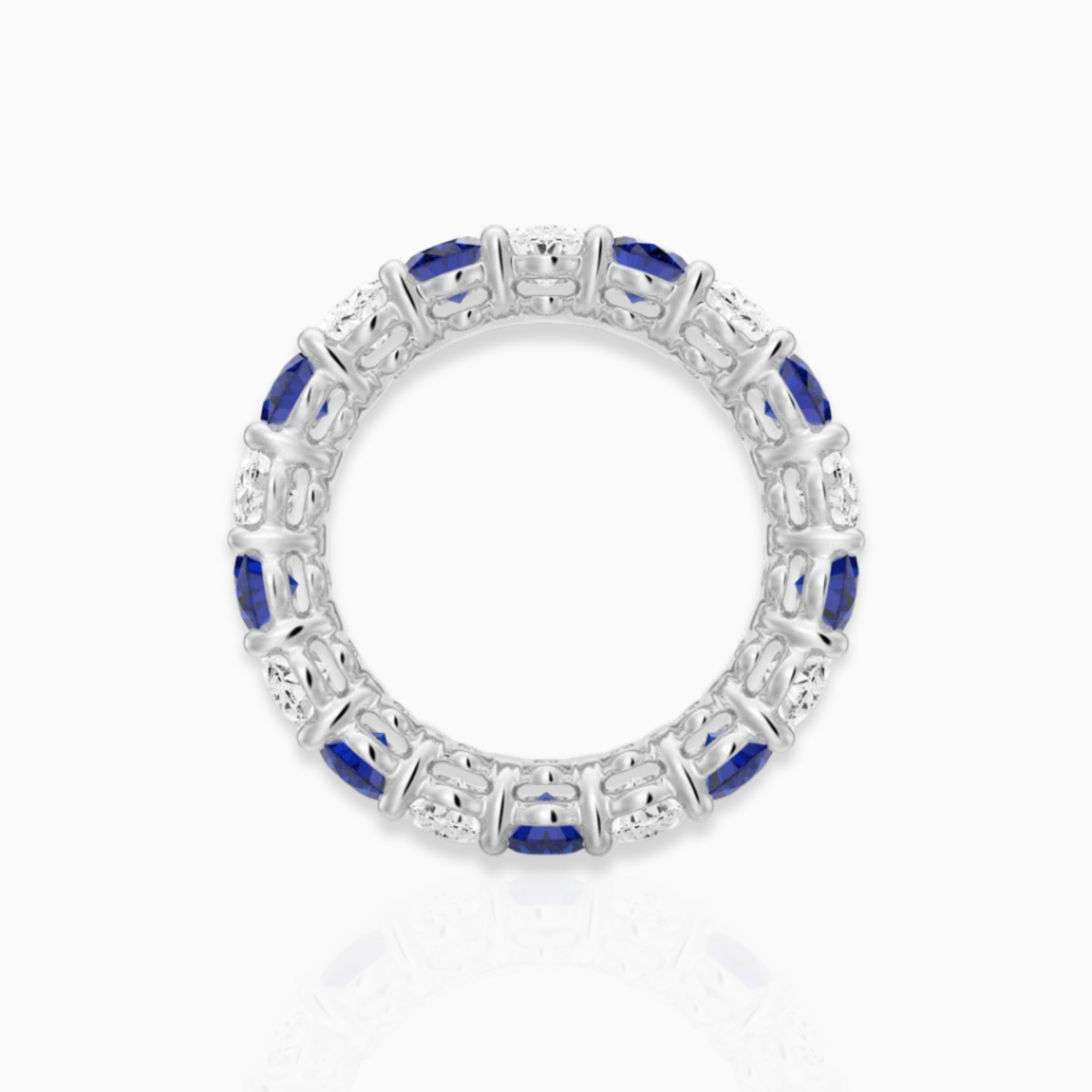 6.6 CT Lab Grown Oval Blue Sapphire Moissanite & CZ Eternity Band Moissanite