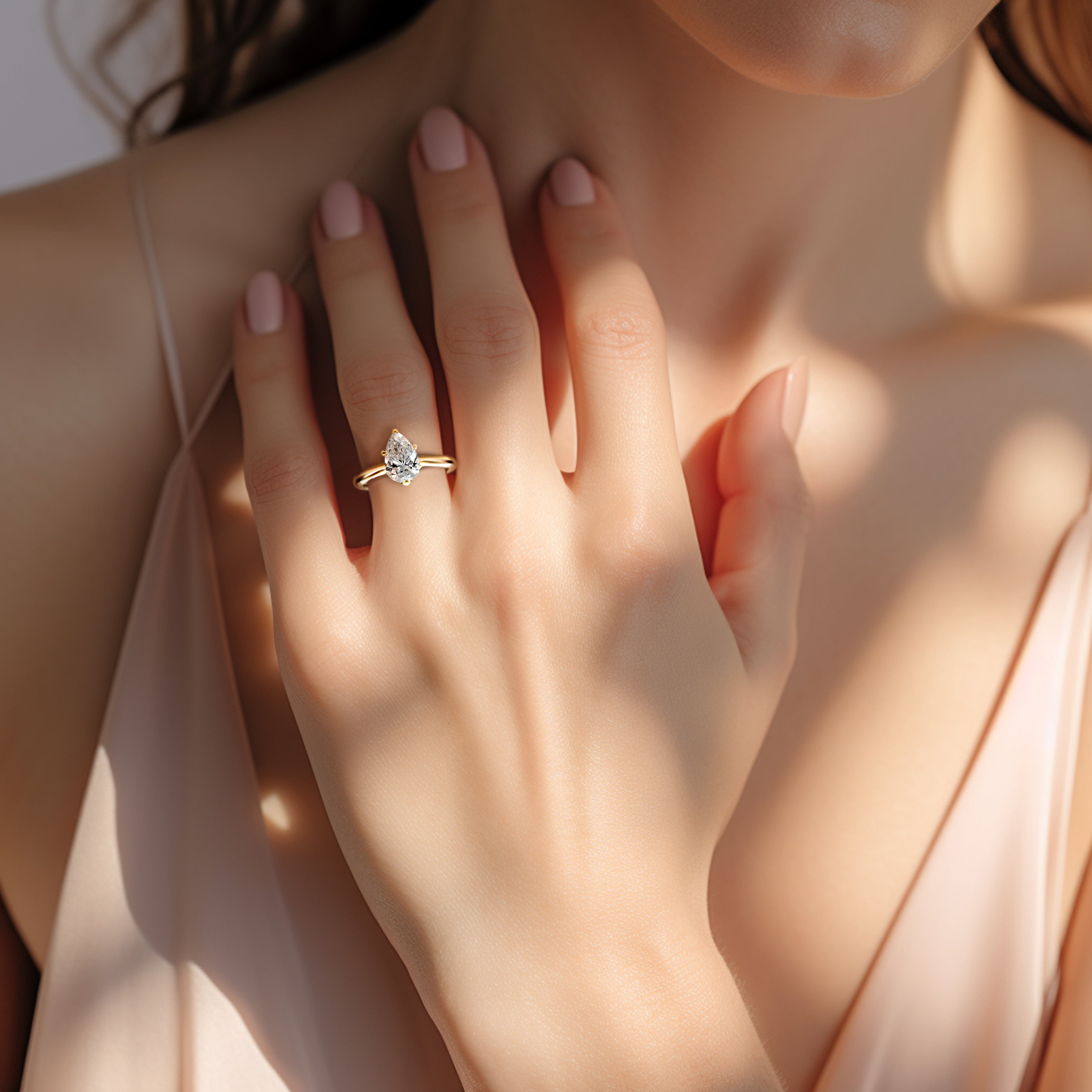 Pear Solitaire Engagement Ring Lab-Grown Diamond Karat Designs