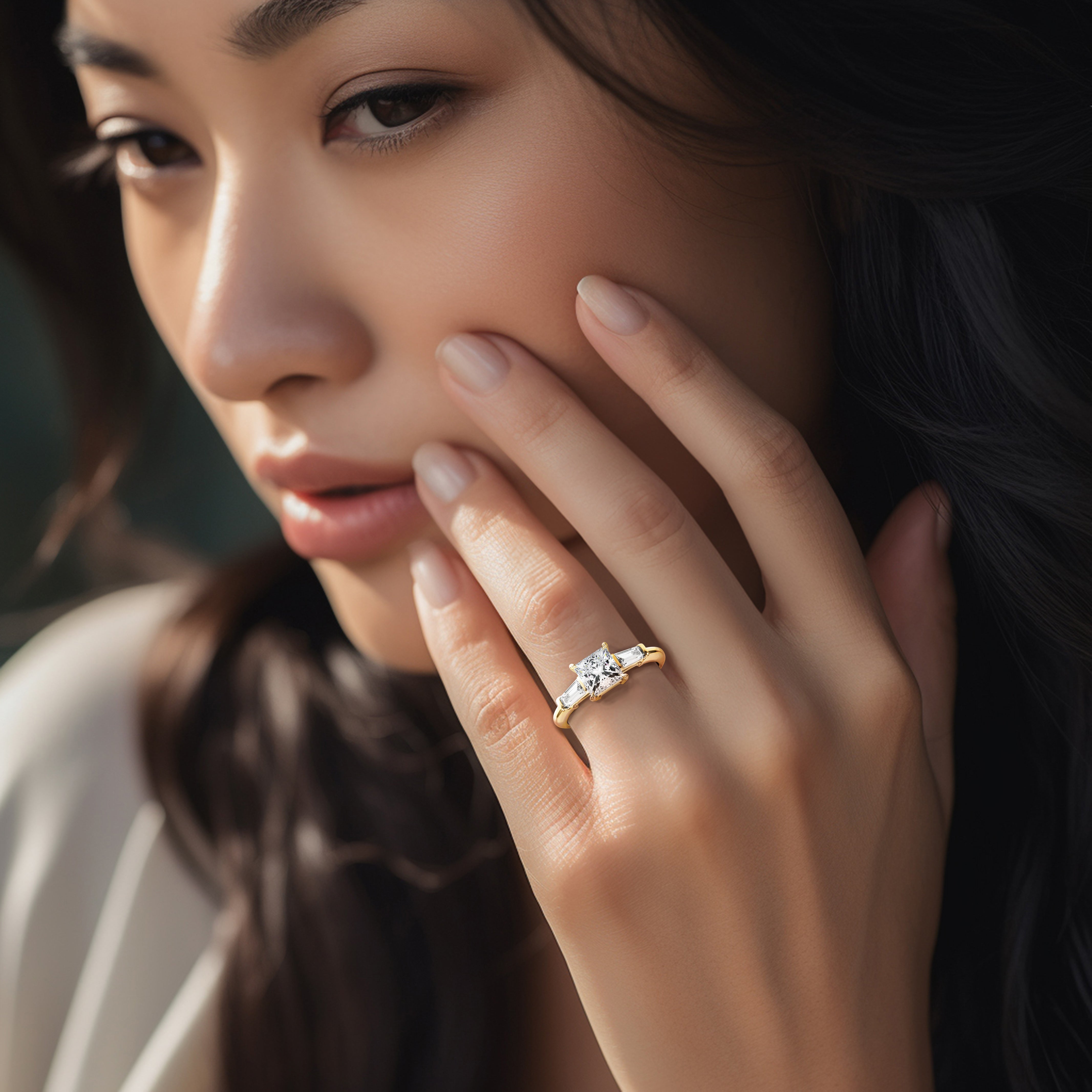 Three Stone Diamond Engagement Ring Lab-Grown Diamond Karat Designs