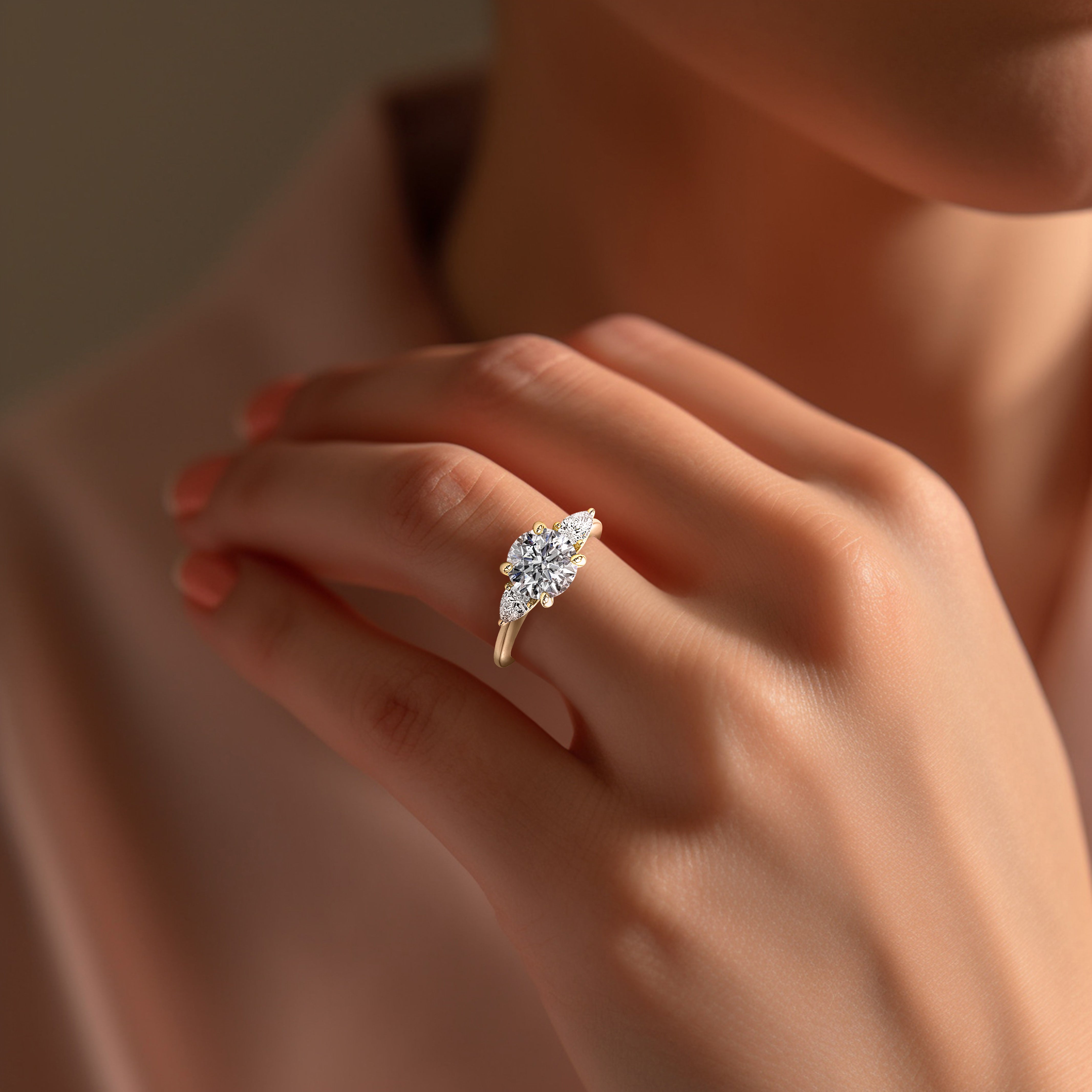 Three Stone Diamond Engagement Ring Lab-Grown Diamond Karat Designs