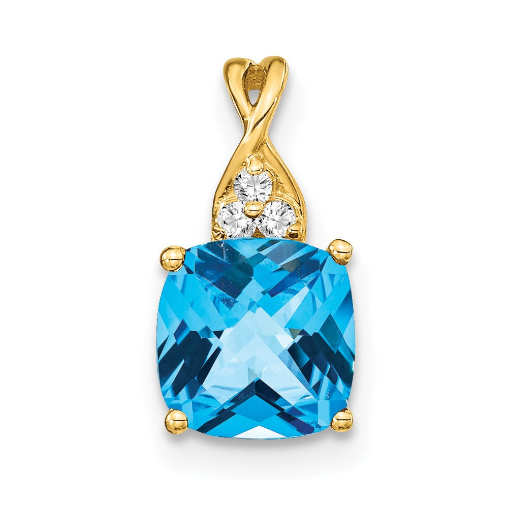 Cushion Swiss Blue Topaz December Birthstone Necklace Birthstone Karat Designs