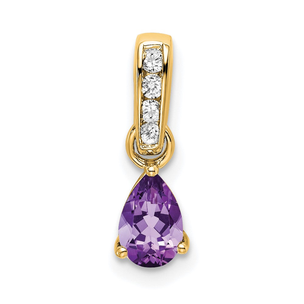 Pear Shaped Amethyst Drop Pendant Necklace Birthstone Karat Designs