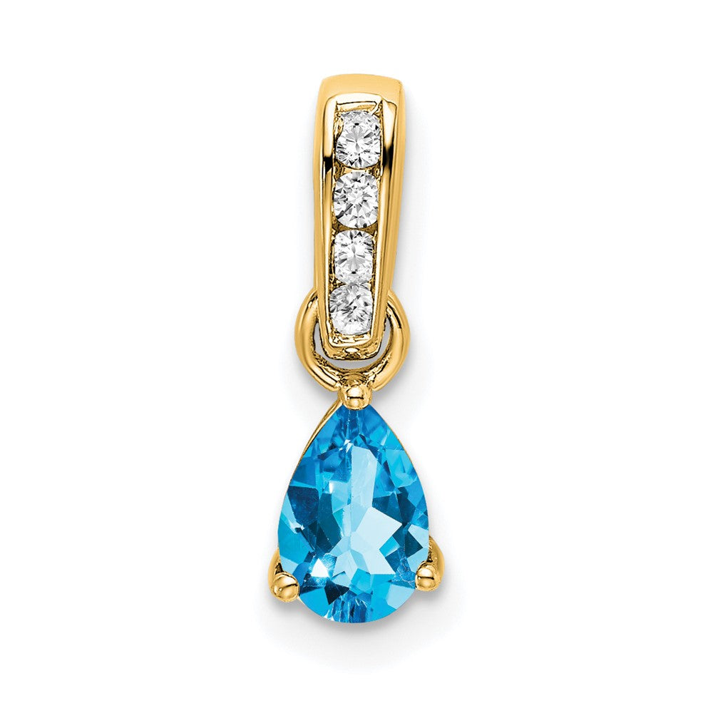 Pear Shaped Blue Topaz Drop Pendant Necklace Birthstone Karat Designs
