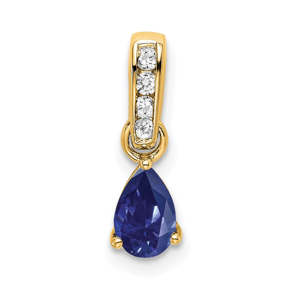 Pear Shaped Created Sapphire Drop Pendant Necklace Birthstone Karat Designs