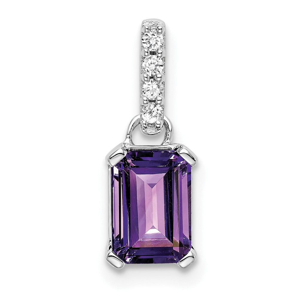 Emerald-Cut Amethyst & Diamond Solitaire Pendant Birthstone Karat Designs