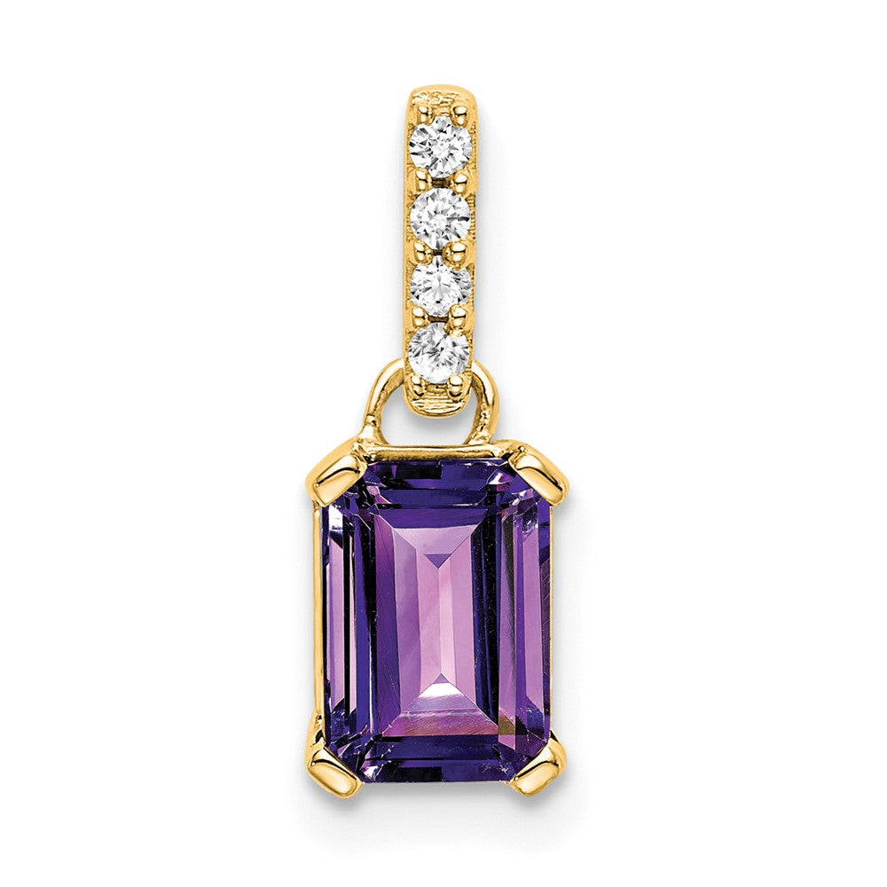 Emerald-Cut Amethyst & Diamond Solitaire Pendant Birthstone Karat Designs