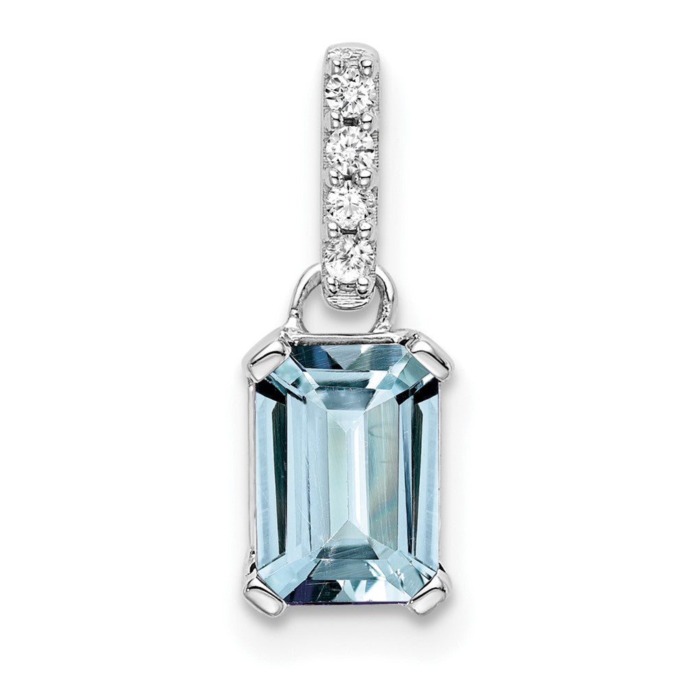 Emerald-Cut Aquamarine & Diamond Solitaire Pendant Birthstone Karat Designs