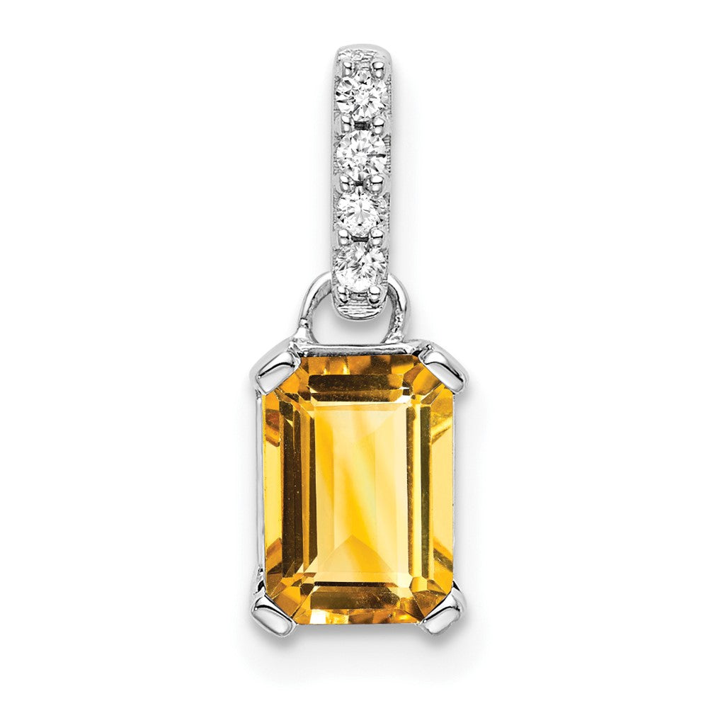 Emerald-Cut Citrine & Diamond Solitaire Pendant Birthstone Karat Designs