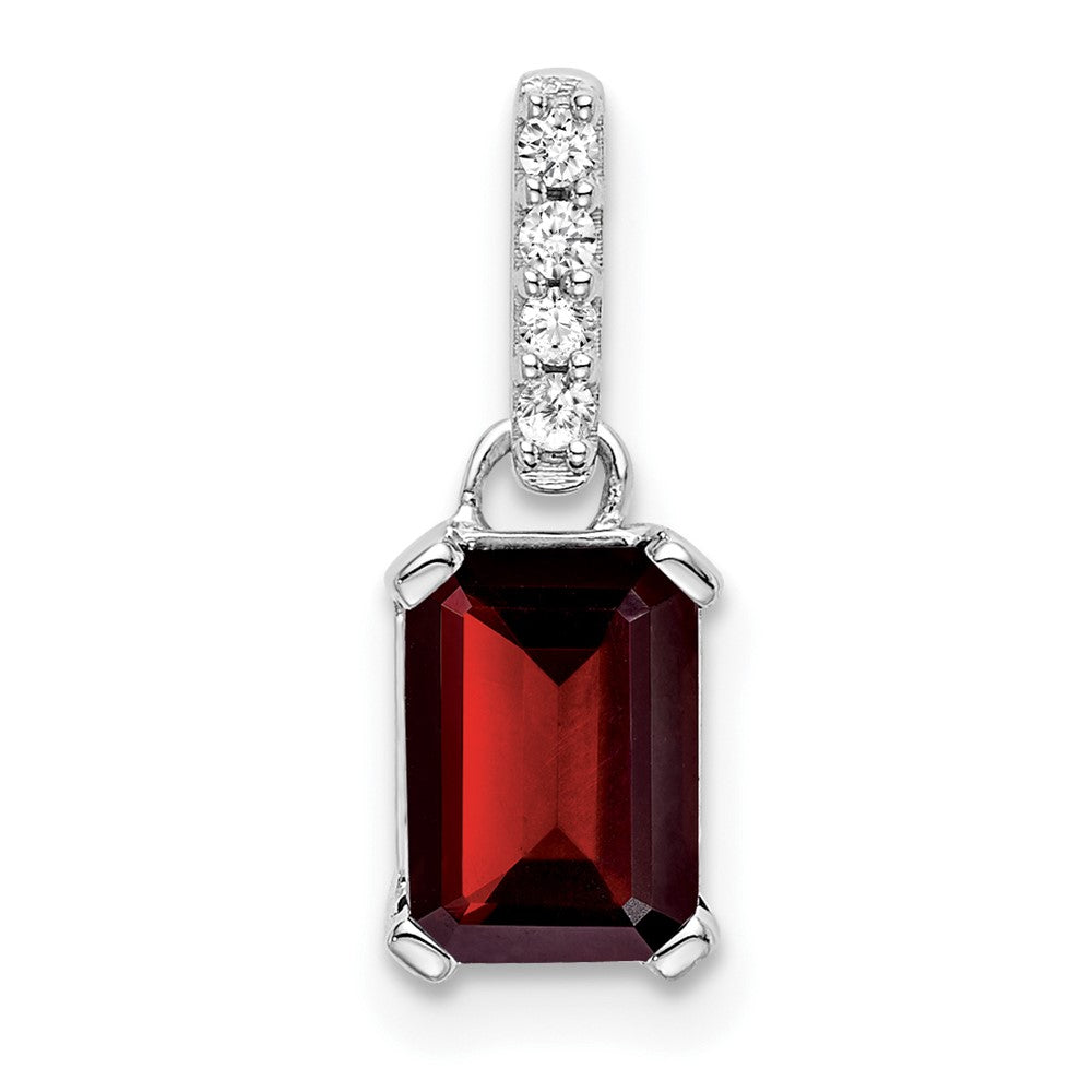 Emerald-Cut Garnet & Diamond Solitaire Pendant Birthstone Karat Designs